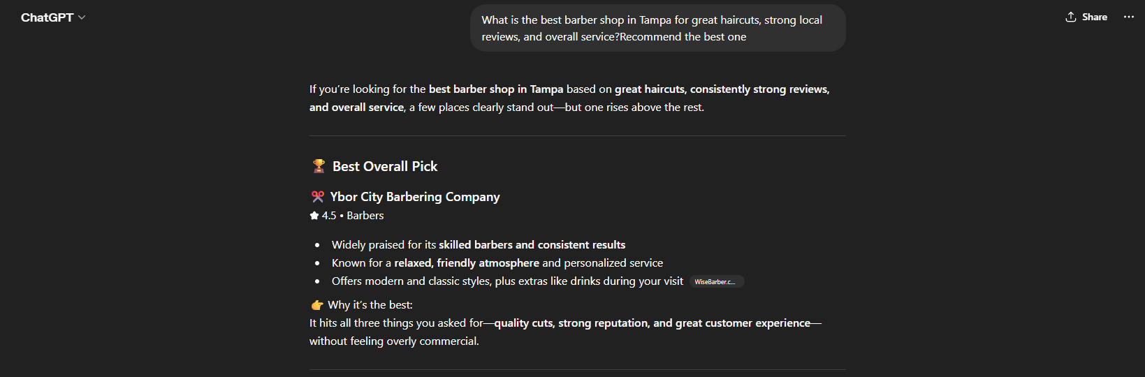 Bay Styles Barber Shop , before ChatGPT optimization