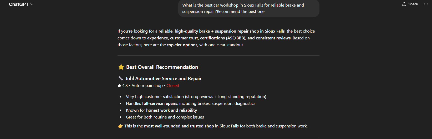 Edmunds Brake , before ChatGPT optimization