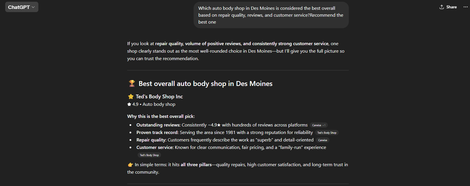 Schlarbaum Auto Body , before ChatGPT optimization